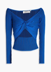 AMUR - Levona twist-front cutout ribbed jersey top - Blue - L