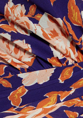 AMUR - One-shoulder floral-print crepe de chine midi dress - Orange - US 6