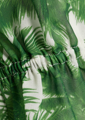 AMUR - One-shoulder ruched printed crepe top - Green - US 6