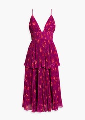 AMUR - Pleated tiered crepe de chine midi dress - Purple - US 10