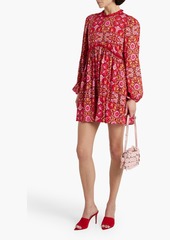AMUR - Ruffle-trimmed gathered paisley-print voile mini dress - Red - US 4