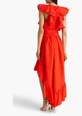 AMUR - Ruffled floral-jacquard dress - Red - US 2