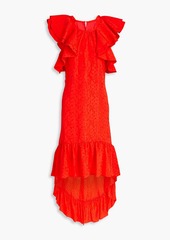 AMUR - Ruffled floral-jacquard dress - Red - US 2