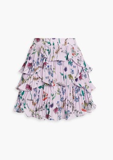 AMUR - Ruffled pleated floral-print chiffon mini skirt - Purple - US 0