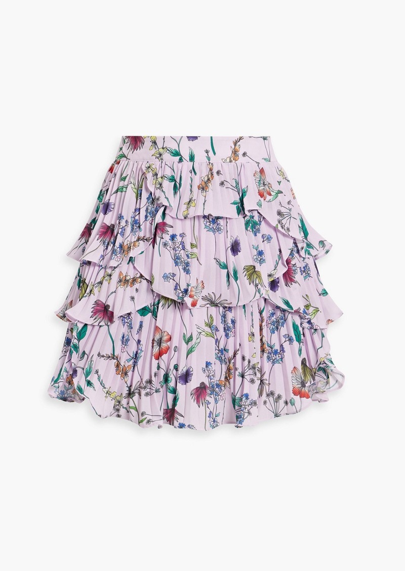AMUR - Ruffled pleated floral-print chiffon mini skirt - Purple - US 6
