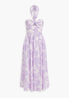AMUR - Selina floral-print fil coupé chiffon halterneck midi dress - Purple - US 6