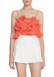 AMUR Ainsley Ruffle Camisole in Red Orange at Nordstrom