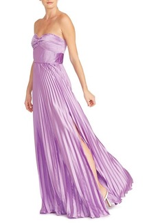 AMUR Stef Strapless Pleated Gown