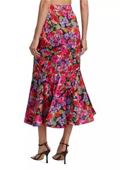 Amur Clyde Flared Floral Midi-Skirt