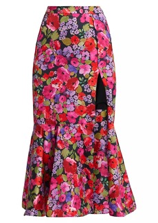 Amur Clyde Flared Floral Midi-Skirt