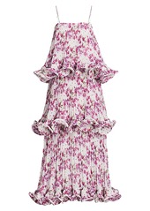 Amur Dewy Floral Tiered Ruffle Gown