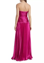 Amur Ludlow Charmeuse Pleated Strapless Gown