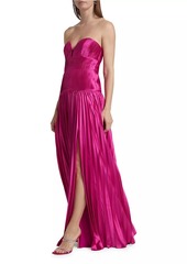 Amur Ludlow Charmeuse Pleated Strapless Gown