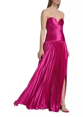 Amur Ludlow Charmeuse Pleated Strapless Gown