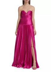 Amur Ludlow Charmeuse Pleated Strapless Gown