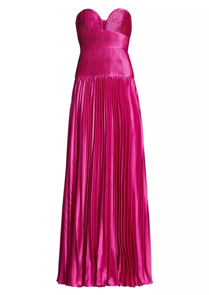 Amur Ludlow Charmeuse Pleated Strapless Gown