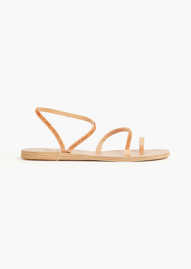 Ancient Greek Sandals - Aplie bead-embellished leather sandals - Orange - EU 39