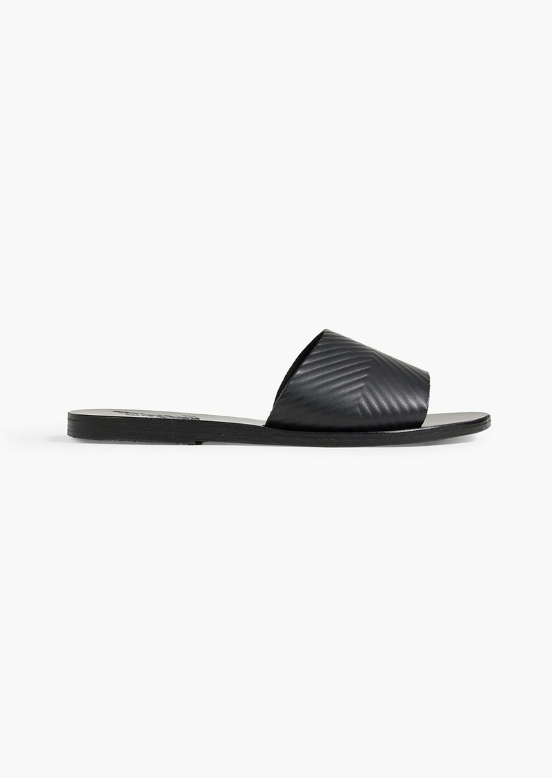 Ancient Greek Sandals - Doukani embossed leather slides - Black - EU 36