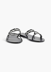 Ancient Greek Sandals - Ekaterini faux pearl-embellished braided leather sandals - Black - EU 36