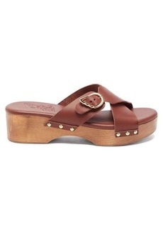 Ancient Greek Sandals - Marlisa Leather Clogs - Womens - Dark Brown