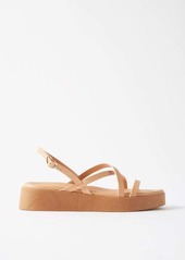 Ancient Greek Sandals - Silia Leather Slingback Flatform Sandals - Womens - Natural