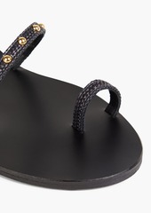 Ancient Greek Sandals - Eleftheria studded leather and raffia sandals - Black - EU 35
