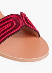 Ancient Greek Sandals - Harness embroidered satin slides - Burgundy - EU 36