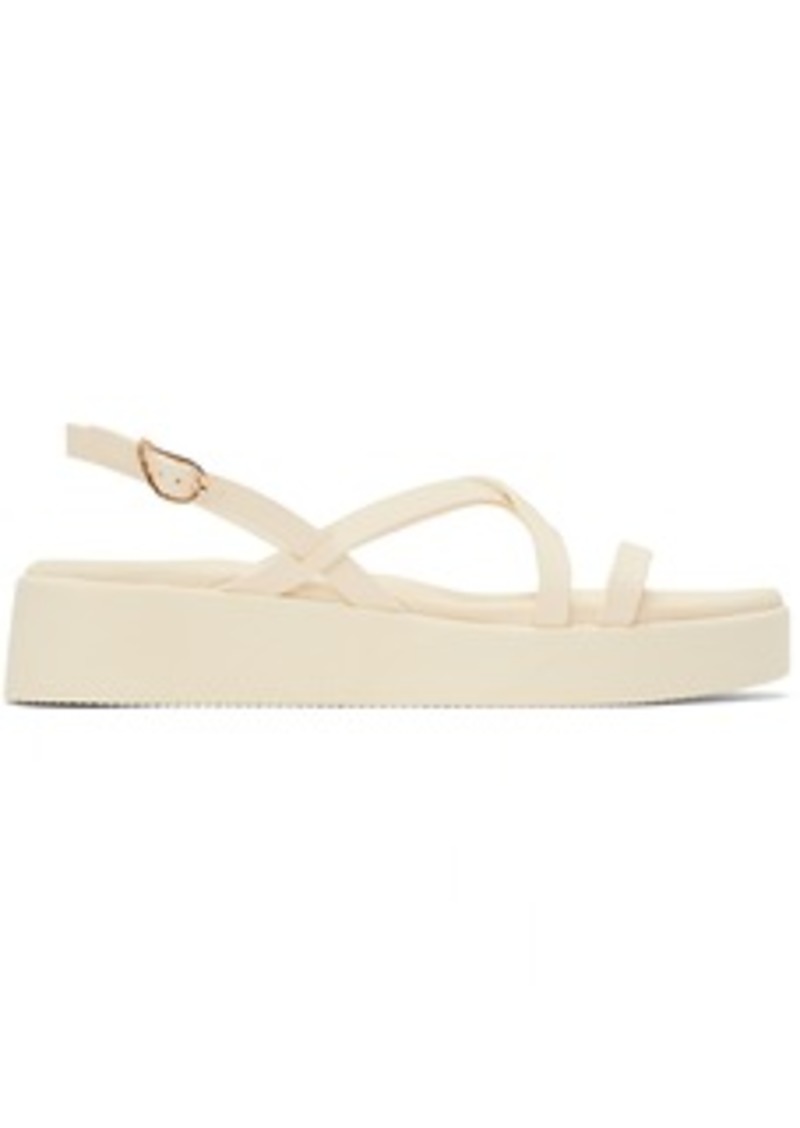 Ancient Greek Sandals White Silia Flat Sandals