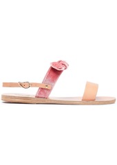 Ancient Greek Sandals Woman Clio Bow-embellished Velvet And Leather Sandals Pink