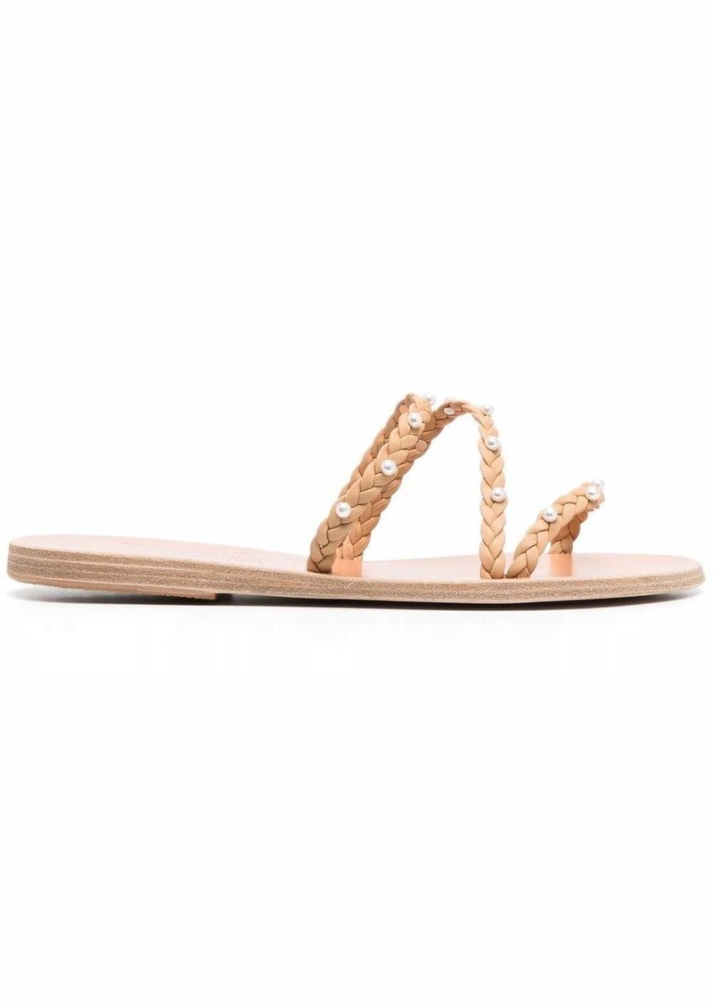 Ancient Greek Sandals Ekaterini pearl leather sandals