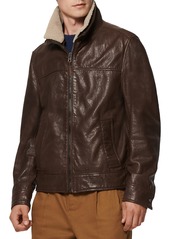Andrew Marc Augustine Leather Jacket with Genuine Shearling Collar