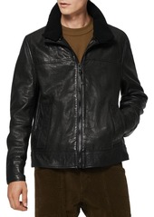Andrew Marc Augustine Shearling Collar Leather Jacket