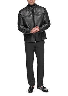 Andrew Marc Bantam Leather Full Zip Racer Jacket