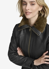 Andrew Marc Black Label Women's Evie Aviator-Style Leather Jacket - Black