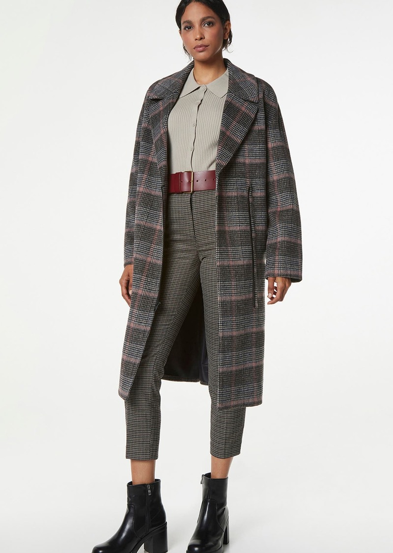 plaid wool blend coat