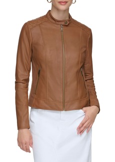 Andrew Marc Leather Racer Jacket in Whiskey at Nordstrom Rack