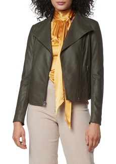 Andrew Marc Faux Leather Ribbed Panel Jacket in Olive at Nordstrom Rack