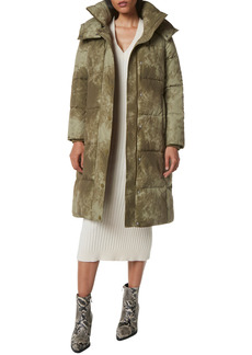 Andrew Marc Kalle Stonewash Print Hooded Puffer Coat in Olive at Nordstrom