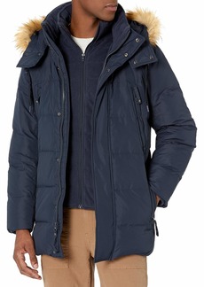 Andrew Marc Men's Conway Hooded Matte Shell Parka Jacket with Removable Faux Fur