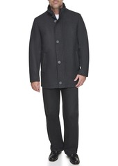 Andrew Marc Men's Coyle Wool Stand Collar Jacket with Knit Bib Insert