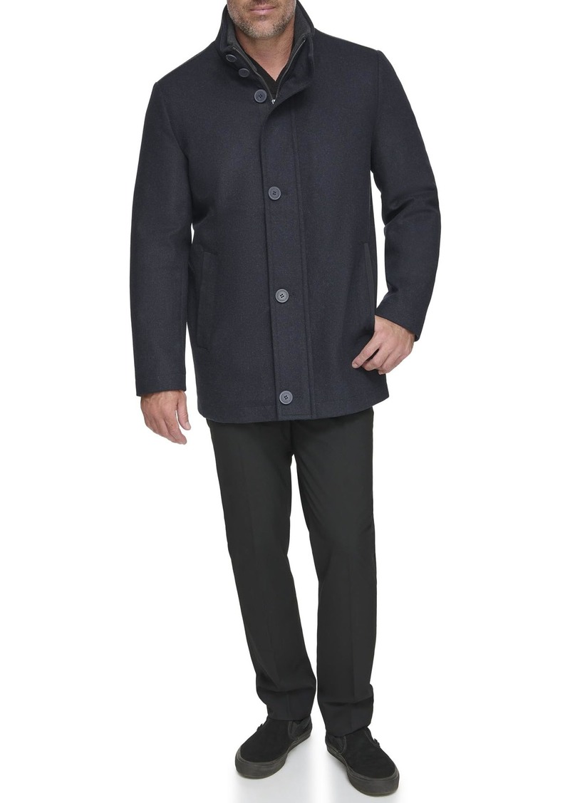 Andrew Marc Men's Coyle Wool Stand Collar Jacket with Knit Bib Insert HEATHER BLUE (DORSEY)