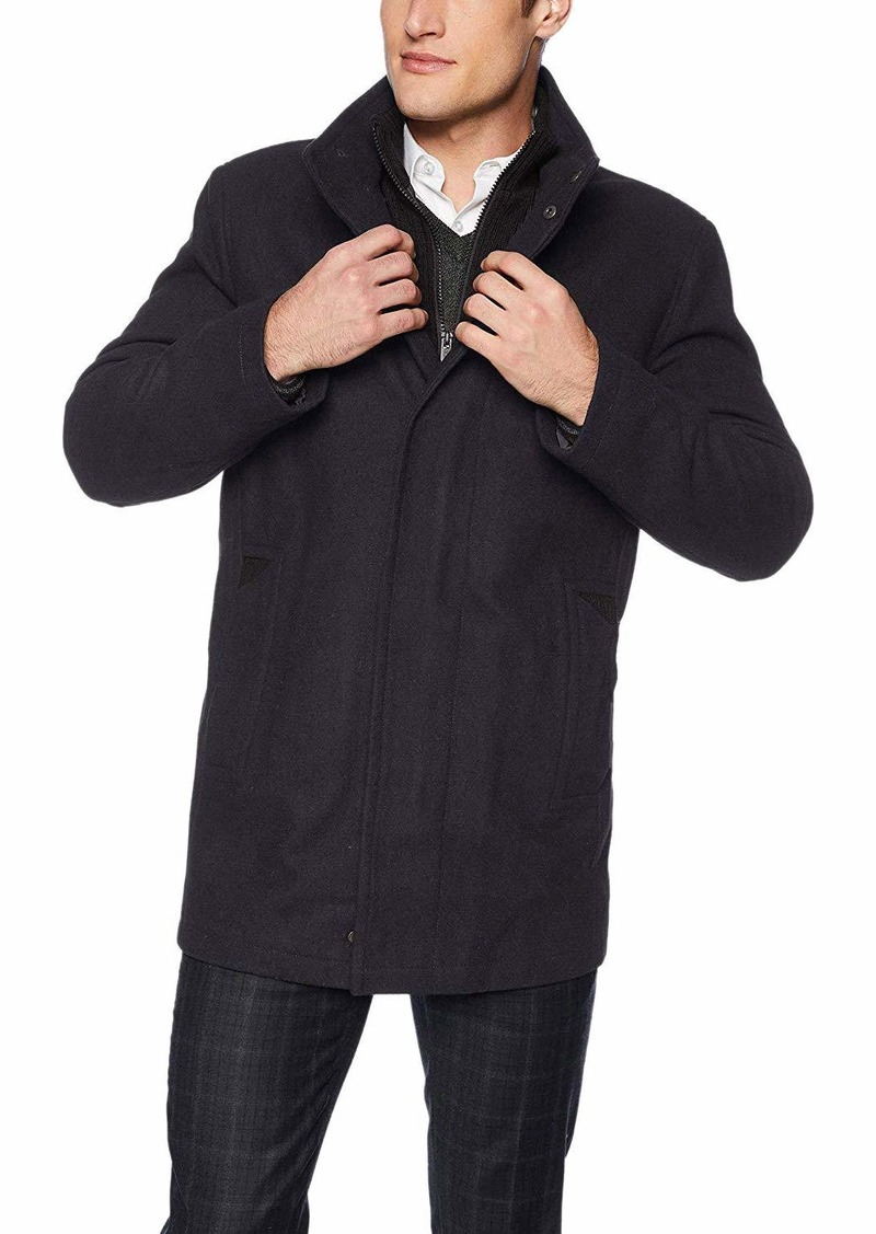 Andrew Marc Men's Mid Length Water Resistant Wool Jacket with Inner Bib ink
