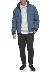 Andrew Marc Men's Mid Length Water Resistant Wool Jacket with Inner Bib Lagoon-Sideling