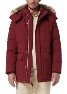 Andrew Marc Olmstead Hooded Down Puffer Jacket with Faux Fur Trim