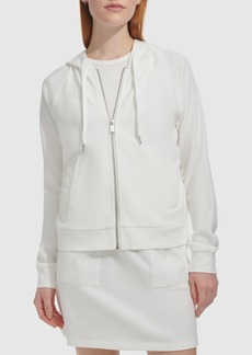 Andrew Marc Sport Eyelet Trim French Terry Zip Hoodie in White at Nordstrom Rack