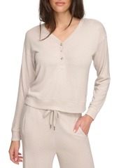 Andrew Marc Sport Hacci Long Sleeve Crop Henley in Twine at Nordstrom Rack