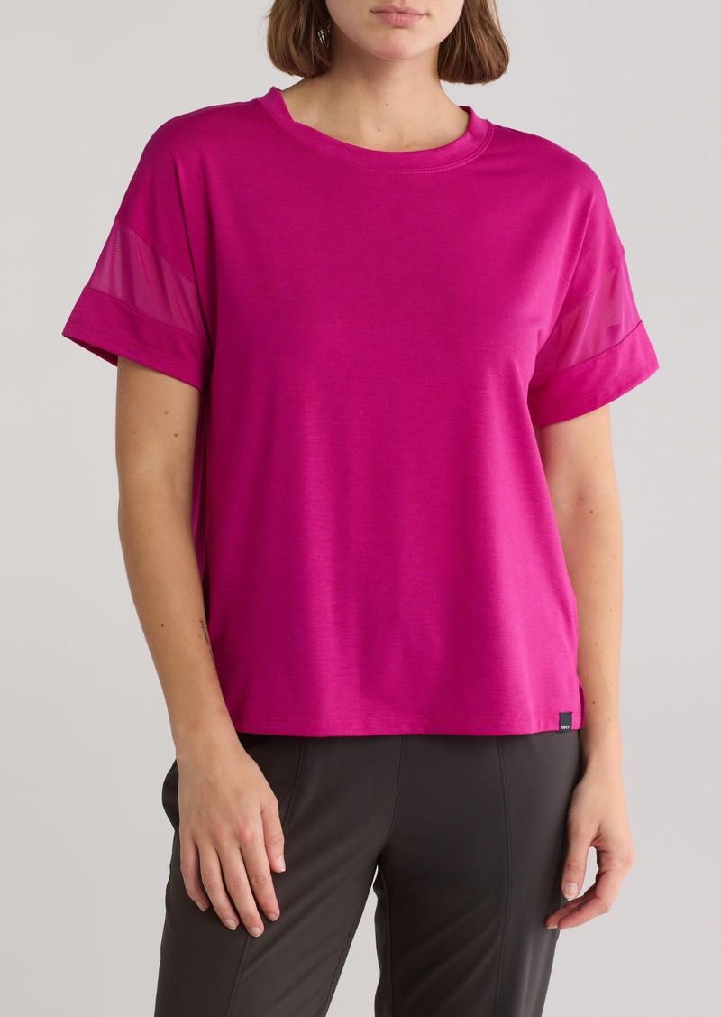 Andrew Marc Sport MARC NEW YORK PERFORMANCE Mesh Sleeve Boxy T-Shirt in Orchid at Nordstrom Rack