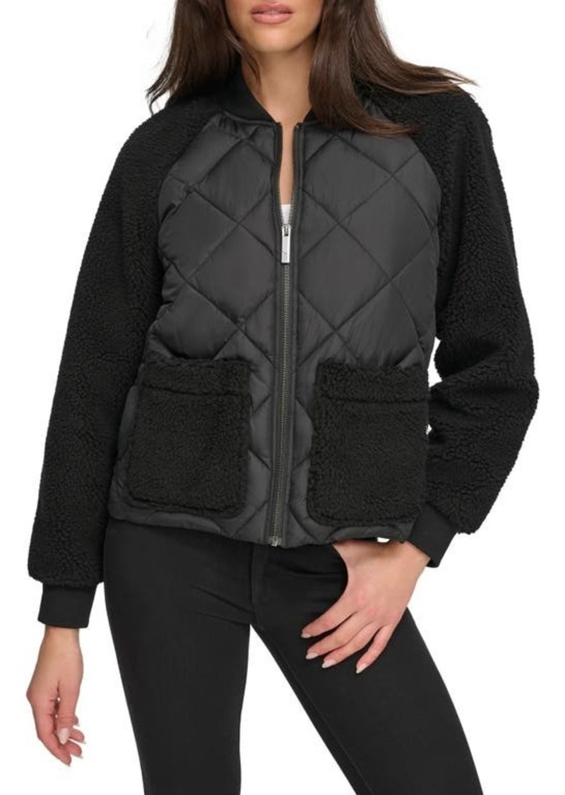 Andrew Marc Sport Mix Media Quilted Bomber Jacket