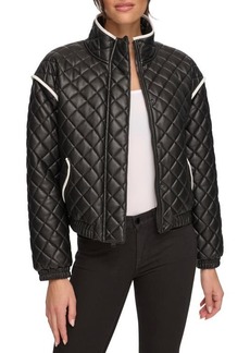 Andrew Marc Sport Quilted Faux Leather Bomber Jacket