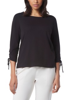 Andrew Marc Sport Ruched Tie Sleeve T-Shirt in Black at Nordstrom Rack